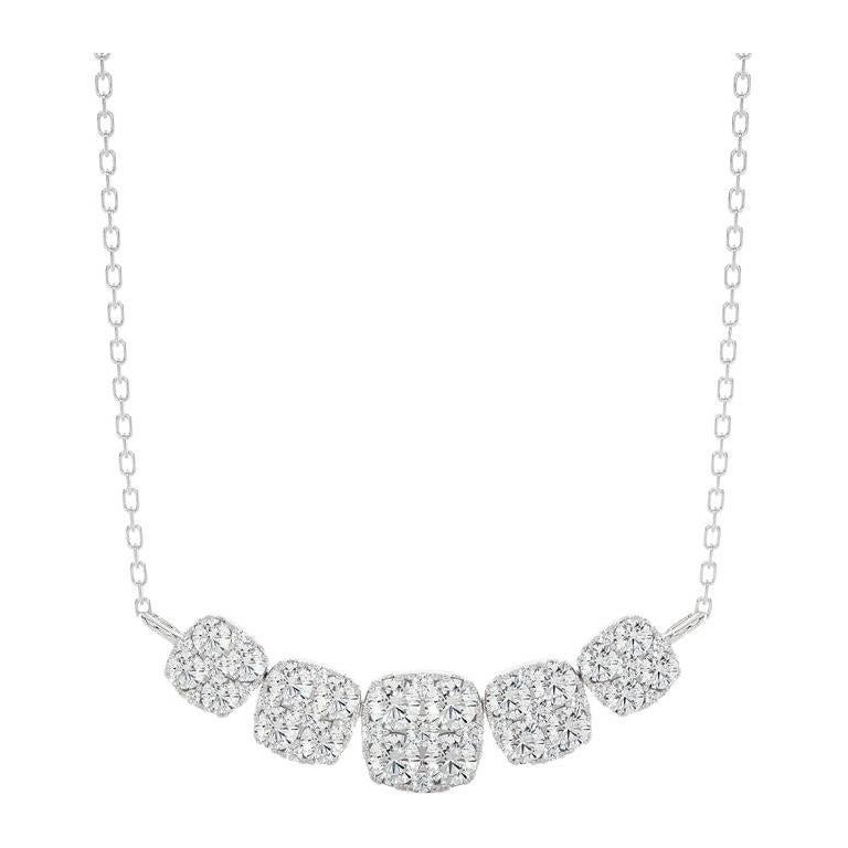Moonlight Cluster Necklace: 1.1 Carat Diamonds in 18k White Gold For Sale