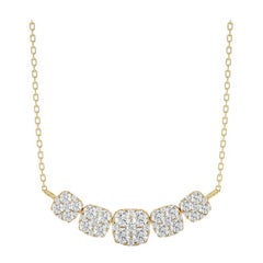 Moonlight Cluster Necklace: 1.1 Carat Diamonds in 14k Yellow Gold