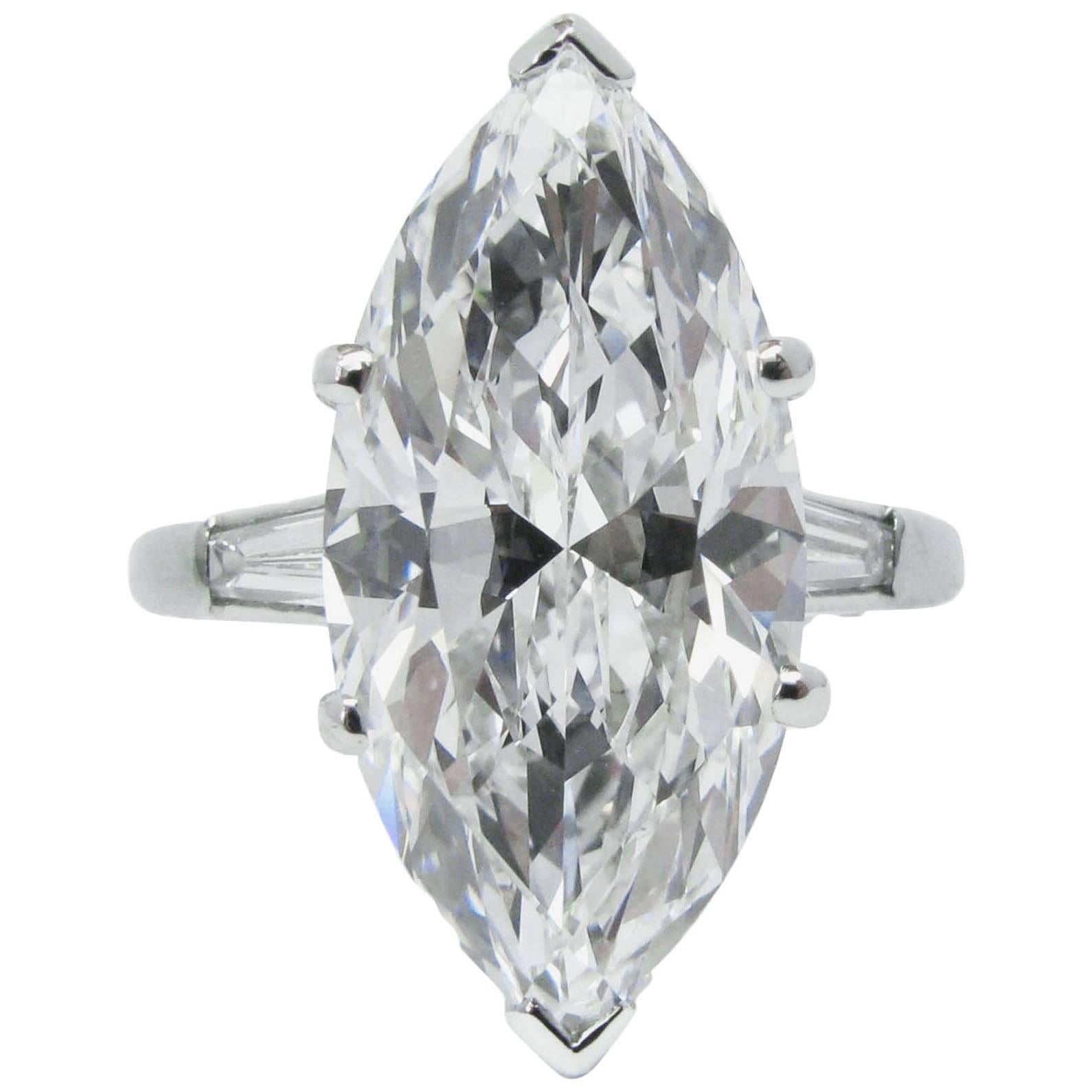 Classic 6.02 Carat GIA Cert Marquise Cut Diamond Platinum Ring 