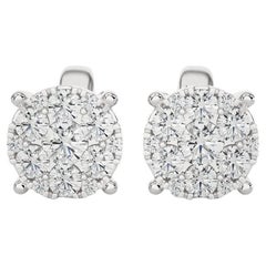 Moonlight Round Cluster Stud Earrings: 0.45 Carat Diamonds in 18k White Gold