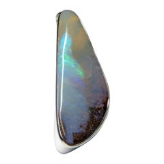 Used Big Boulder Opal Silver Pendant Australian opal necklace
