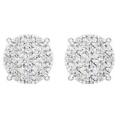 Clous d'oreilles grappe ronde Moonlight : diamants 1,9 carat en or blanc 18 carats