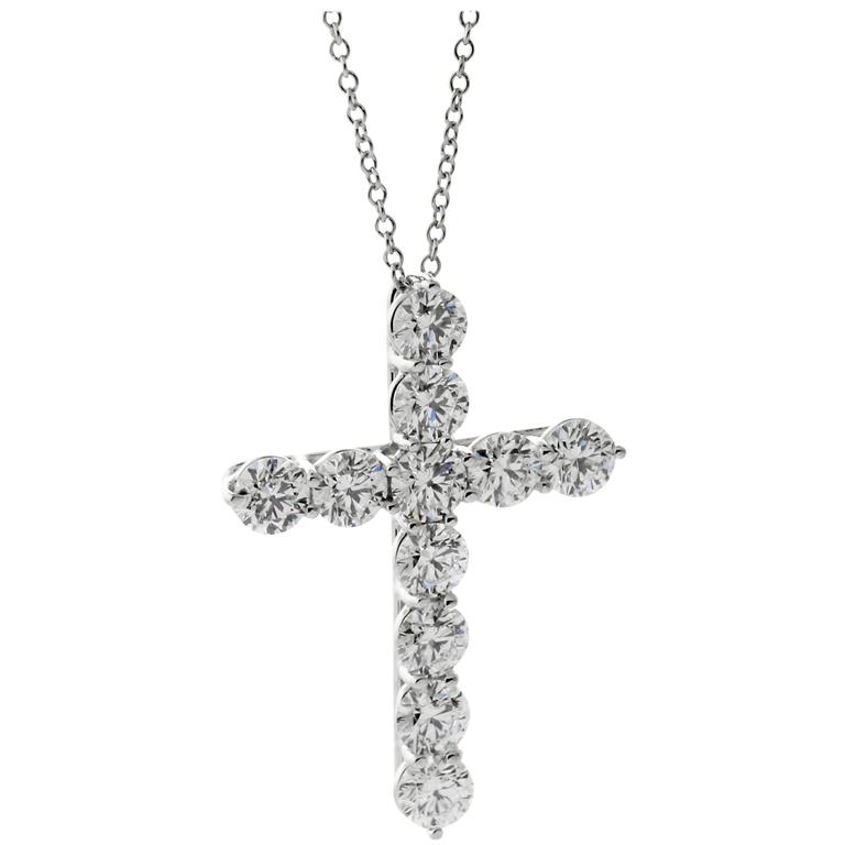 Tiffany & Co. Diamond Platinum Cross Necklace.