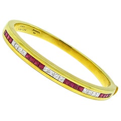Tiffany & Co 1.20ct Diamond 1.86ct Ruby Gold Bangle