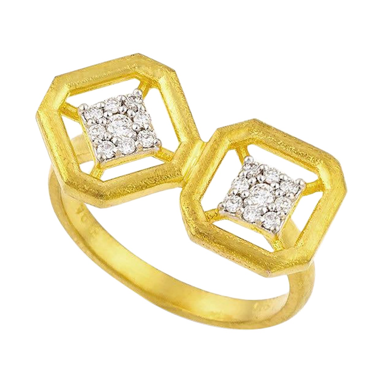 Bague double Omen torsadée en or avec diamants en vente