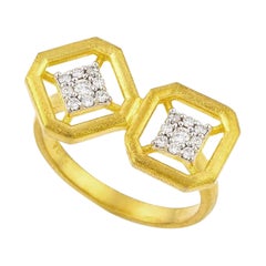 Verdrehter Omen-Ring aus antikem Doppelgold mit Diamanten