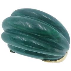 Vintage Malachite Gold Fluted Ring