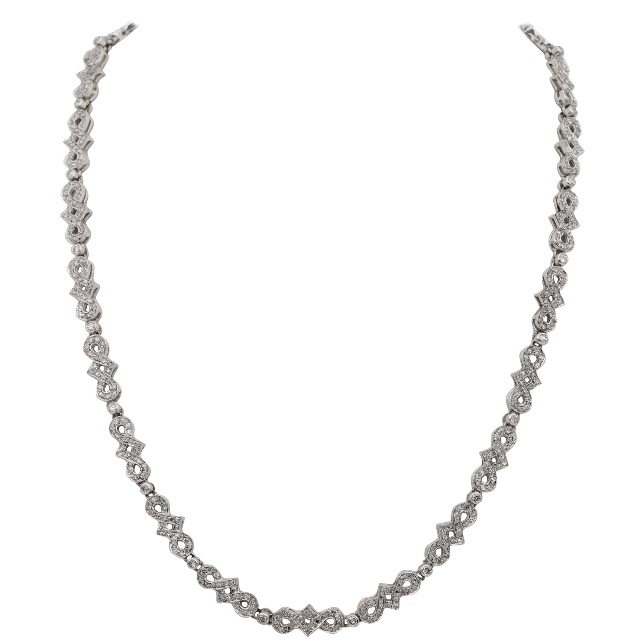 Art Deco Style 7.90 Ct Diamond 18 Kt Necklace For Sale