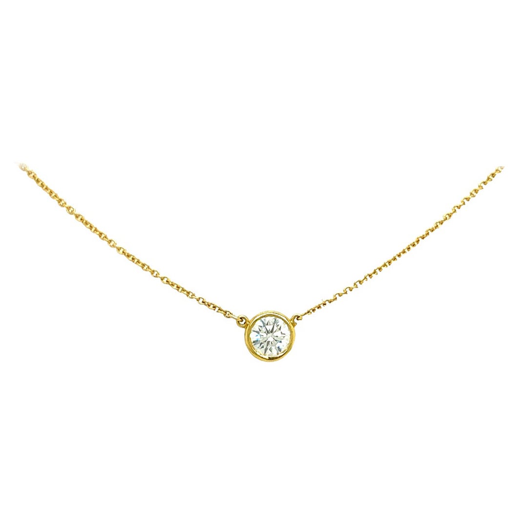 Tiffany & Co Elsa Peretti Diamond by the Yard Single Diamond Pendant 18k 0.54 Ct