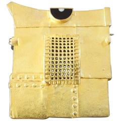 1980s Albert Sous Post-Modernist Acrylic Gold Brooch