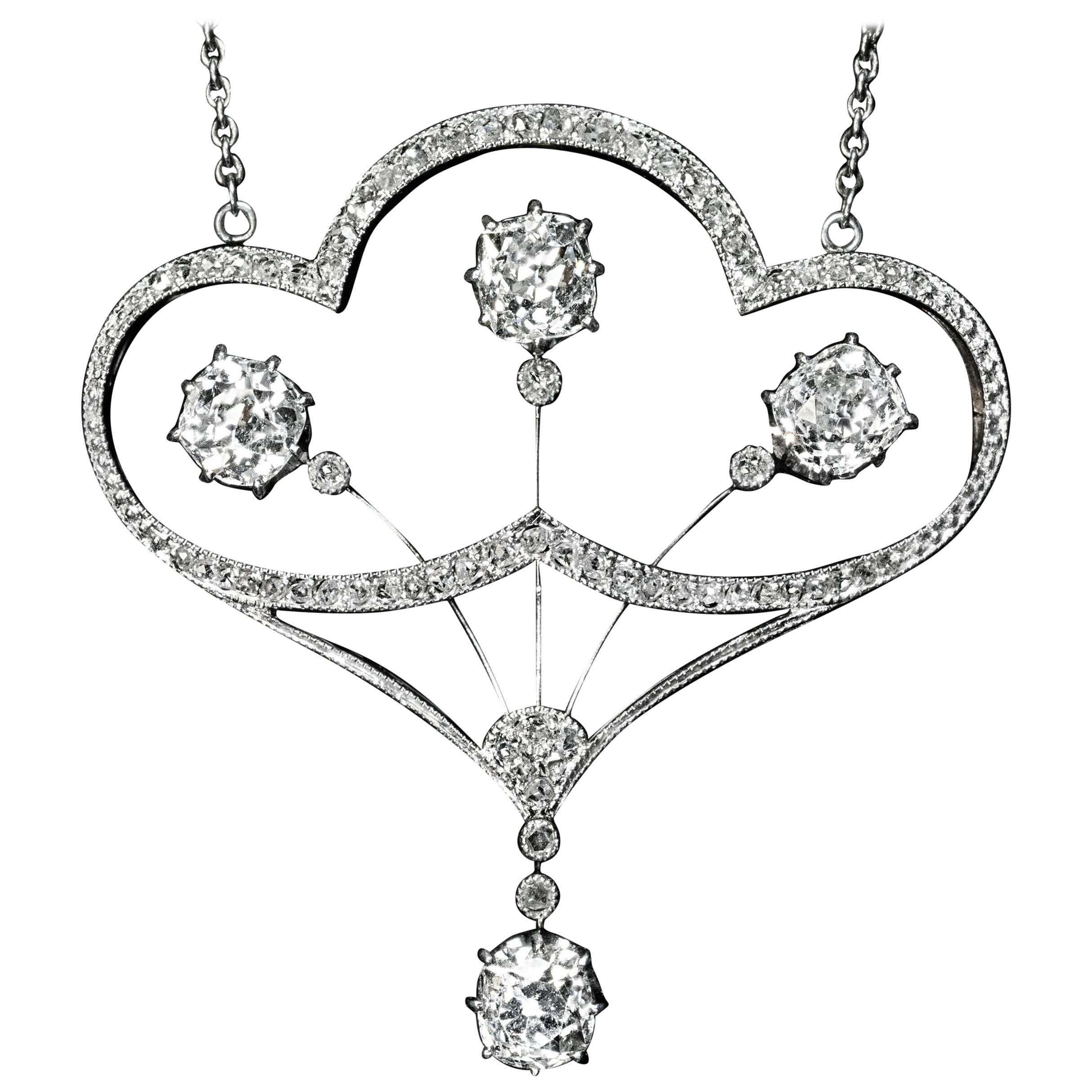 Belle Epoque Antique Diamond Platinum Necklace For Sale
