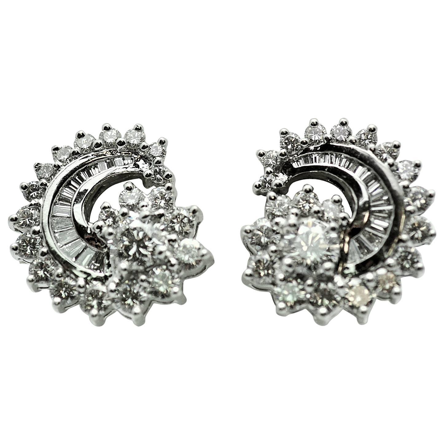 Engel Brothers Diamond Platinum Comet Earrings