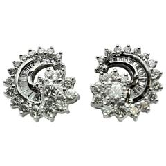 Engel Brothers Diamond Platinum Comet Earrings