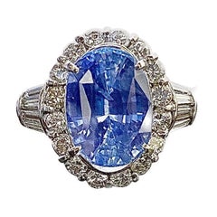 GIA Certified 6.73 Carat No Heat Cornflower Blue Sapphire Engagement Ring