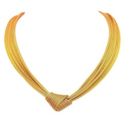  Michael Anthony Designer Love Knot Weaved Mesh Gold Eight Strand Choker Antique