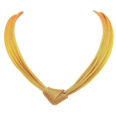 Michael Anthony Designer Love Knot Weaved Mesh Gold Eight Strand Choker Antique