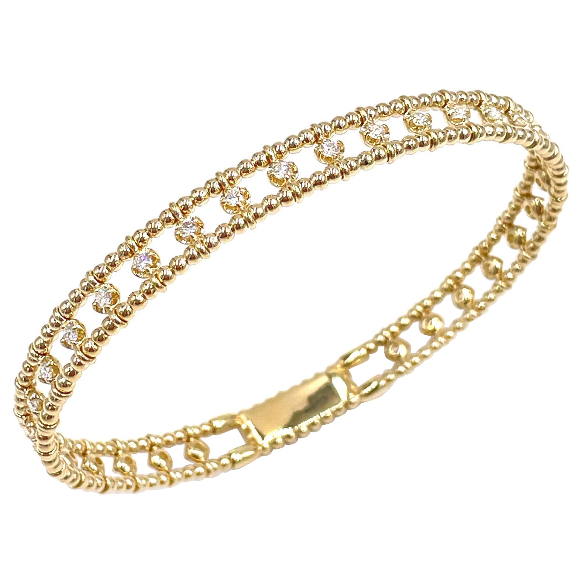 Flower Diamond Flexible Bangle Bracelet (0.43 ct.) in 14K Gold