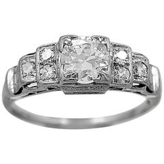 Art Deco .55 Carat Diamond Platinum Engagement Ring 8