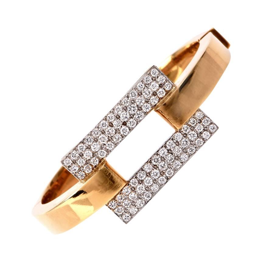 Modern Diamond Gold Bangle Bracelet