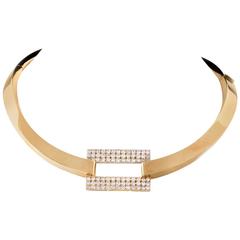 Modern Diamond Gold Bangle Choker Necklace