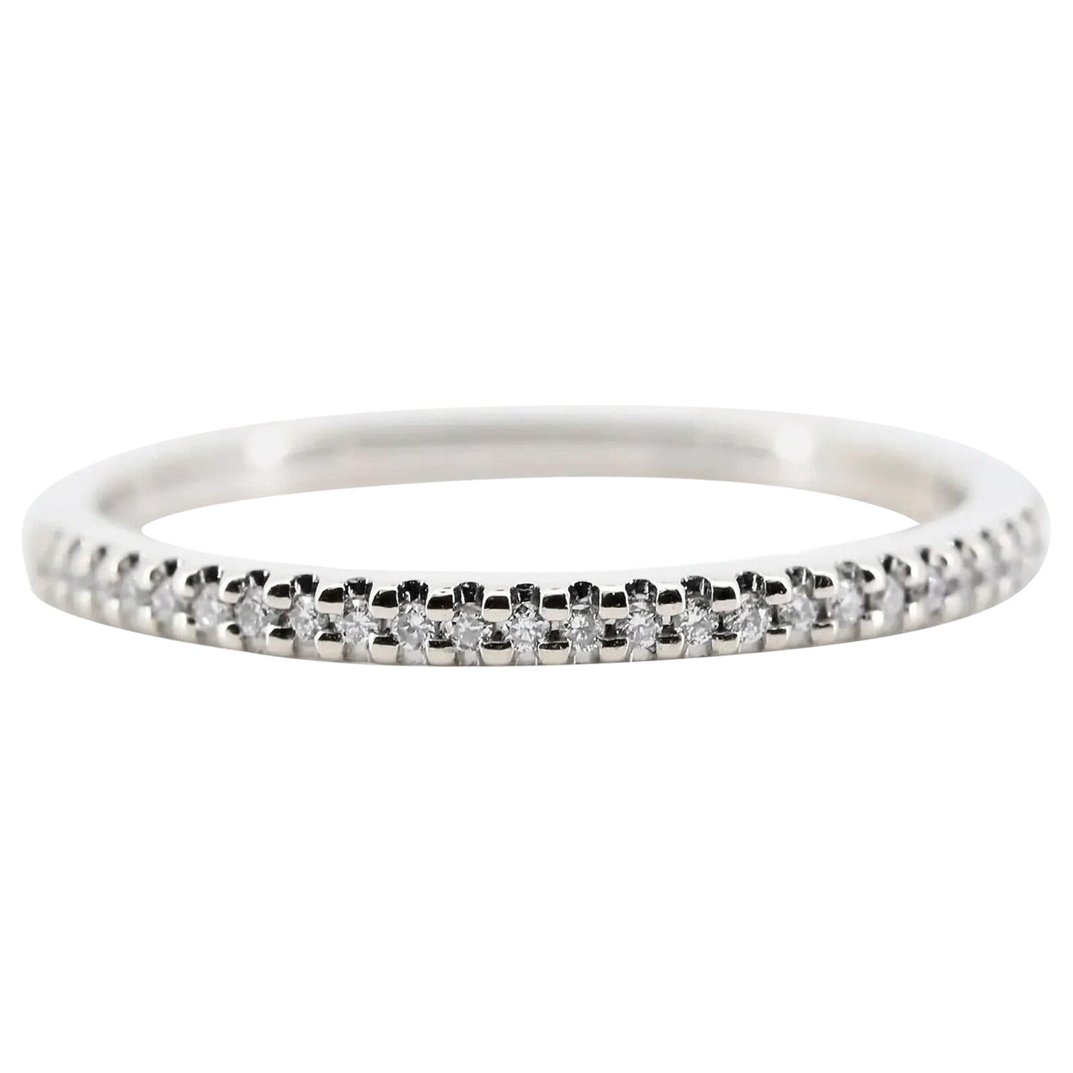 Contemporary 0.17 CTW Diamond Wedding Band in 14K White Gold For Sale