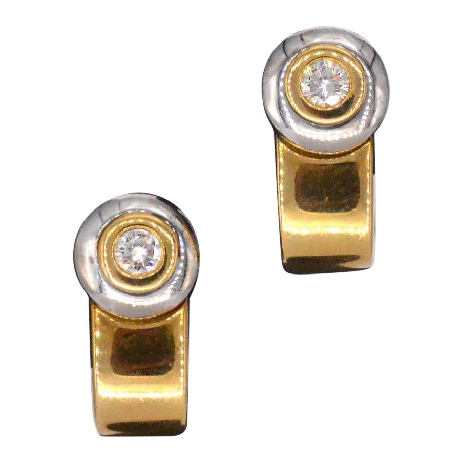 Golden Lechic earrings with diamonds For Sale