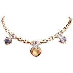 Charming Natural Sapphire Diamond Choker Gold Necklace 8