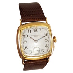Antique Patek Philippe Early Art Deco Cushion shape 18 Karat Gold watch Circa 1927-1928