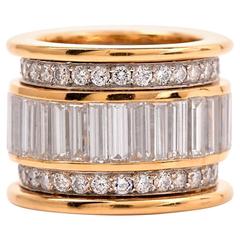 Round Baguette Diamond Wide Gold Platinum Eternity Band Ring 4