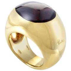 Retro Pomellato Thick Gold Garnet Ring