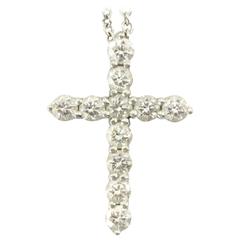 Tiffany & Co. Diamond Platinum Cross Pendant and Necklace