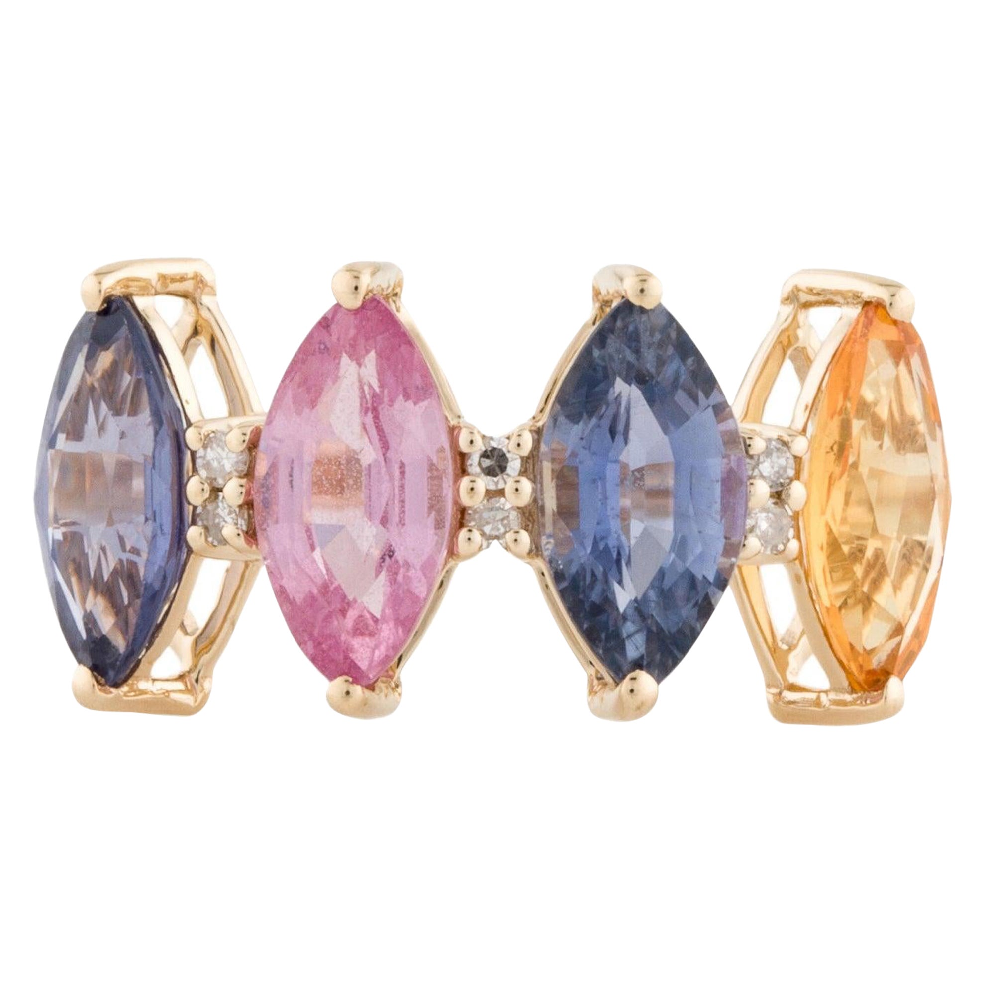 Luxury 14K Sapphire & Diamond Cocktail Ring, 3.45ctw, Size 7 - Statement Jewelry