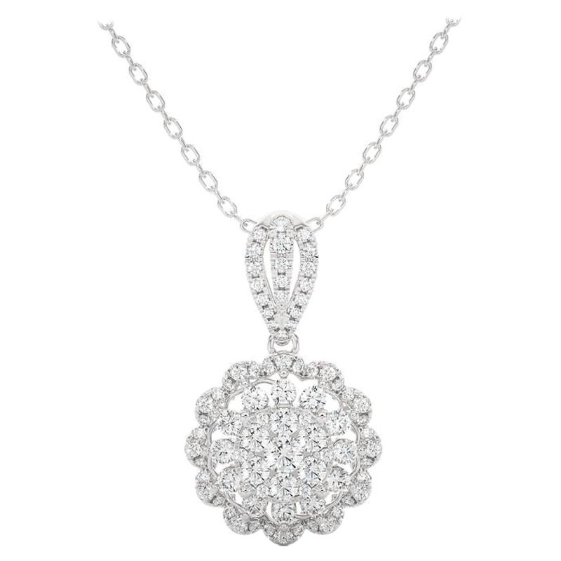 Ciondolo a grappolo rotondo Moonlight: Diamanti da 6/7 carati in oro bianco 14k