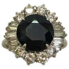 Vintage 18 Karat White Gold Diamond and Sapphire Ring