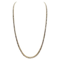 12.27 Carat Round Diamond Tennis Necklace 14 Karat Yellow Gold 20''