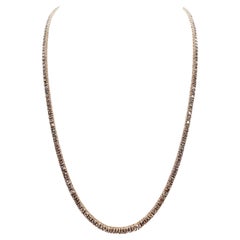 7,80 Karat runder Diamant-Tennis-Halskette aus 14 Karat Roségold mit Brillantschliff
