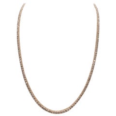 7.35 Carat Round Brilliant Cut Diamond Tennis Necklace 14 Karat Rose Gold