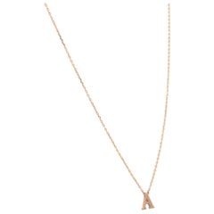 Rachel Koen Small 'A' Initial Letter Pendant Chain Necklace 14K Rose Gold