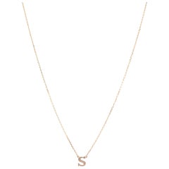 Rachel Koen 'S' Letter Pendant Chain Necklace 14k Yellow Gold
