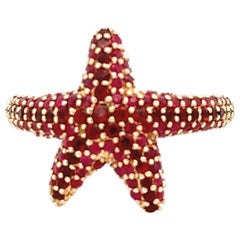 Adina Reyter One of a Kind Ruby + Garnet Starfish Ring - Y14