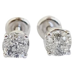 0.96 Cttw Natural Diamond Round Studs