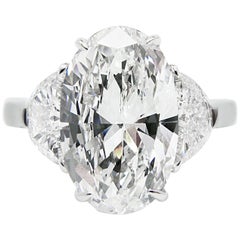 4.01 Carat GIA E VVS2 Oval Diamond Platinum Ring by J Birnbach