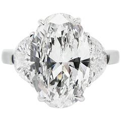 4.01 Carat GIA Cert Oval Diamond Platinum Ring 10
