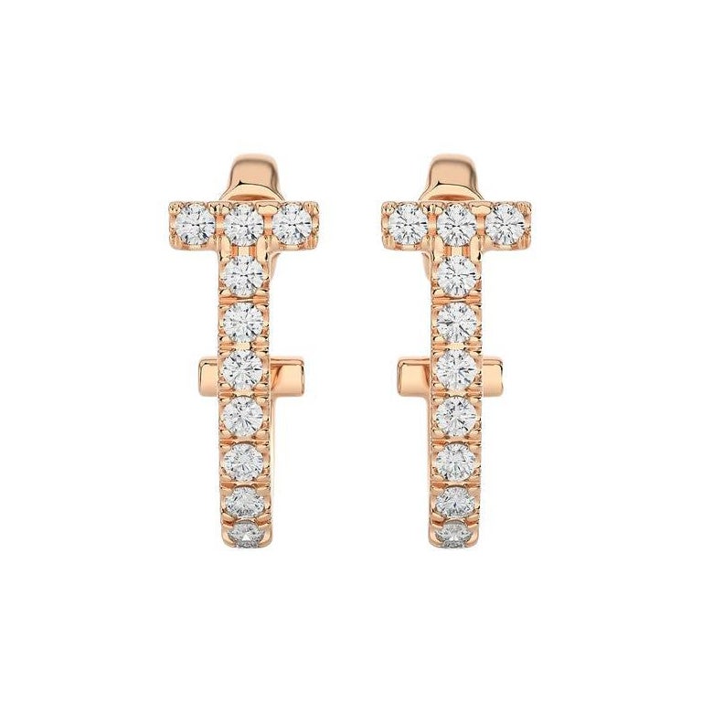 Hoops and Huggies Earring: 0.21 Carat Diamond in 18K Rose Gold For Sale