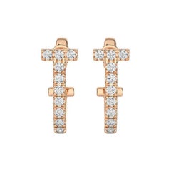 Créoles et boucles d'oreilles Huggies : Diamant de 0,21 carat en or rose 18 carats