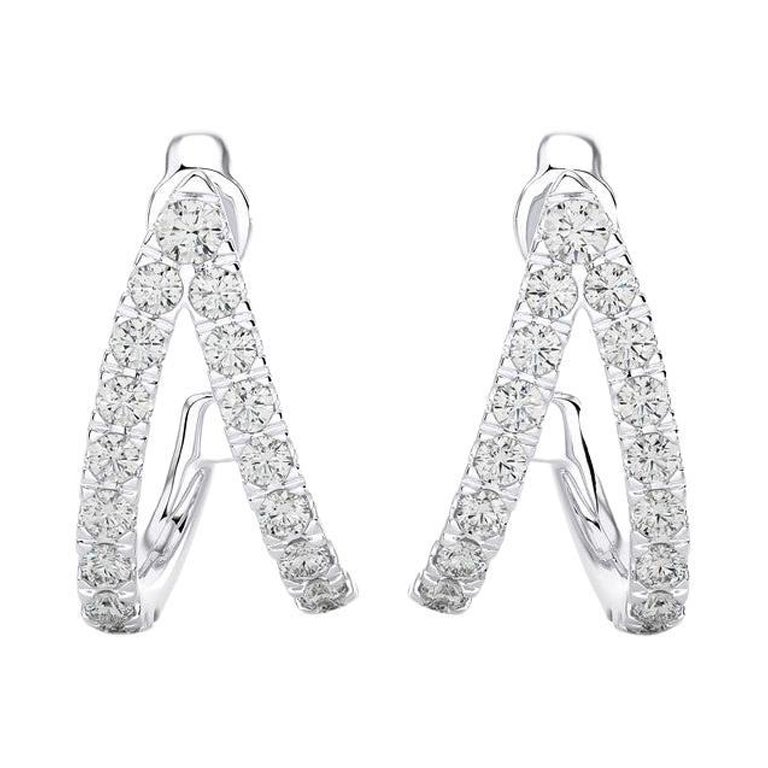 Hoops and Huggies Earring: 0.33 Carat Diamonds in 18K White Gold For Sale