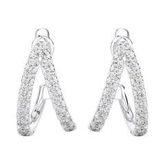 Créoles et boucles d'oreilles huggies : diamants 0,33 carat en or blanc 18 carats