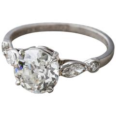 1.81 Carat Old European Cut Diamond Platinum Engagement Ring