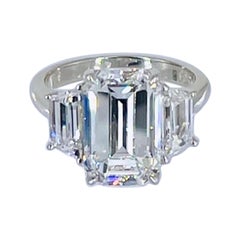 J. Birnbach 5.01 carat Emerald Cut Diamond Engagement Ring with Trapezoid Stones