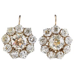 Art Deco Diamond Gold Daisy Cluster Earrings